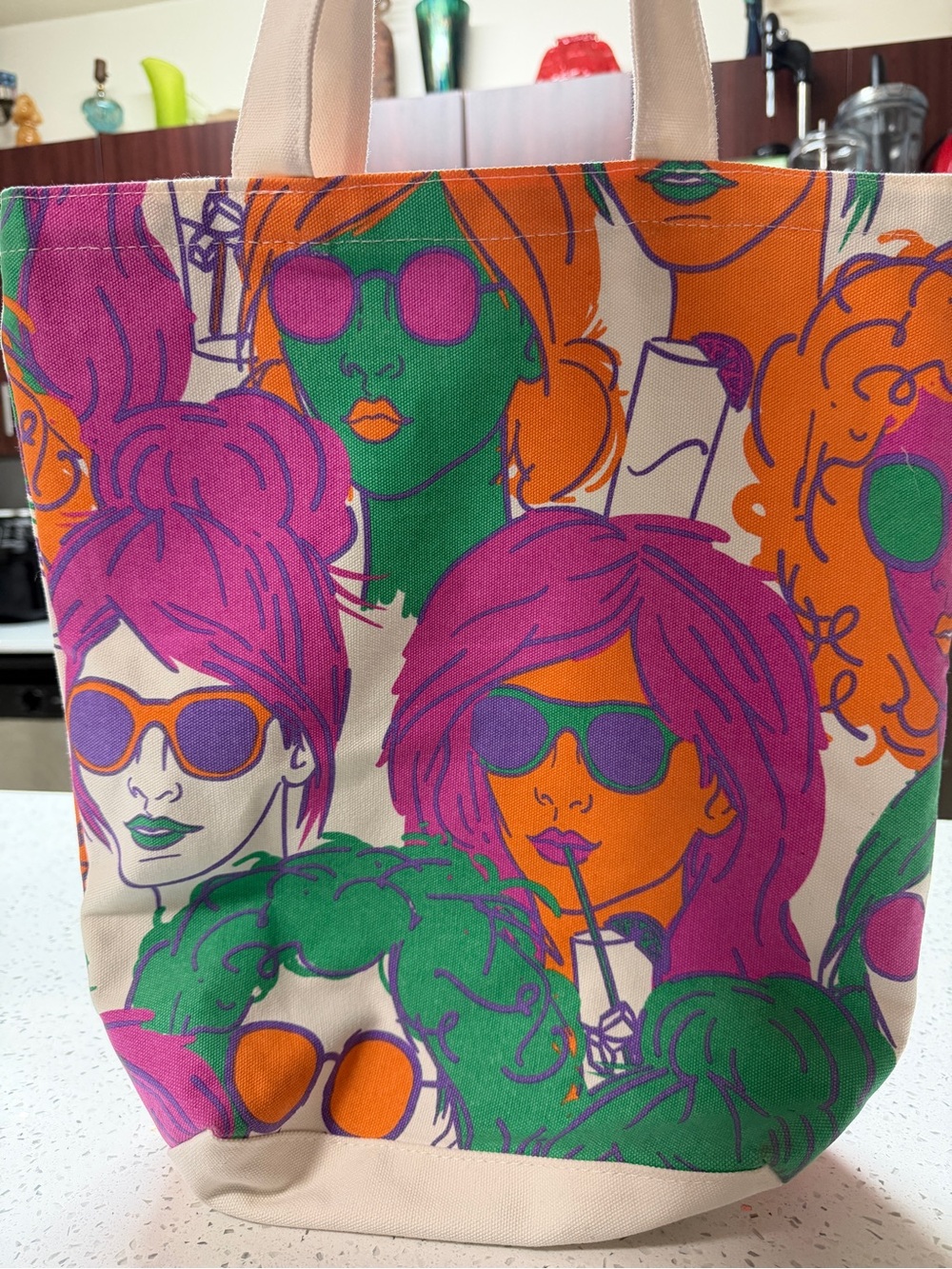 Pop art canvas tote bag boho chic style - Picture 5 of 10